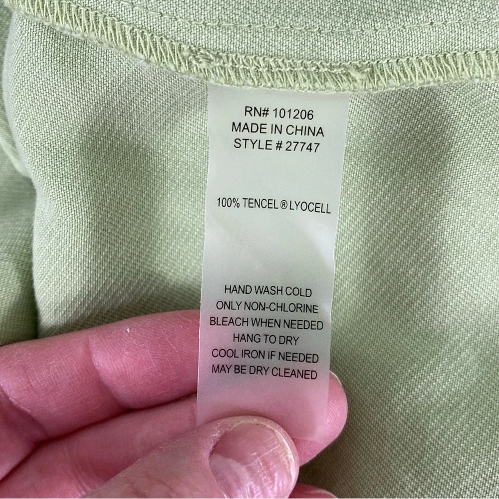 Soft Surroundings Lime Green 100% Tencel Casual Roll Sleeve Pullover Tunic Top - Picture 16 of 16